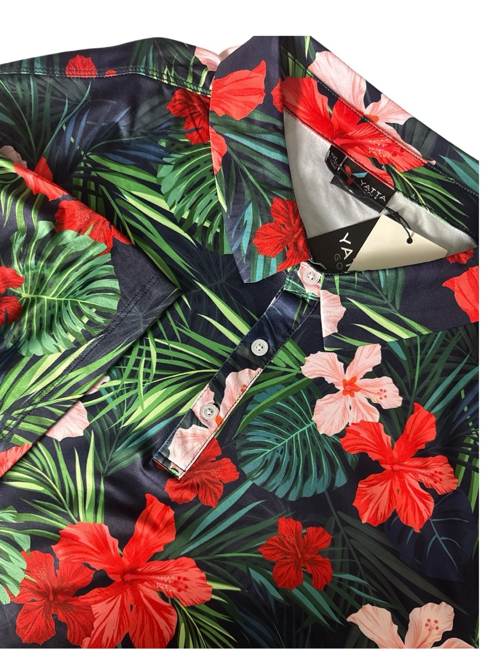 NWT Yatta Golf 4XL Jungle Hibiscus UV Sun Wrinkle free Big Man's Tropical  POLO